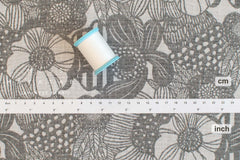 Japanese Fabric Yarn Dyed Woven Jacquard Wild Floral - grey - 50cm
