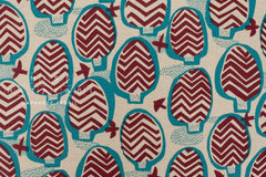 DEADSTOCK Japanese Fabric Felix - blue, burgundy - 50cm