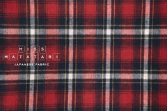 DEADSTOCK Japanese Fabric Yarn-dyed Brushed Plaid - red - 50cm