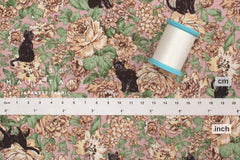 Japanese Fabric Little Boy Cat and Flowers - B - 50cm