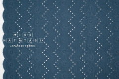 DEADSTOCK Japanese Fabric Embroidered Cotton Double Gauze - teal blue - 50cm