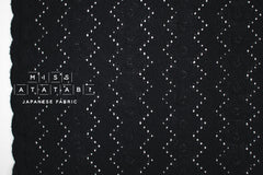 DEADSTOCK Japanese Fabric Embroidered Cotton Double Gauze - black - 50cm