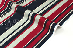 DEADSTOCK Stripe Twill - navy blue, red, sage