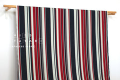 DEADSTOCK Stripe Twill - navy blue, red, sage