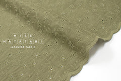 DEADSTOCK Japanese Fabric Embroidered Cotton Double Gauze II - green - 50cm