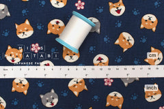 Japanese Fabric Little Shiba - navy blue - 50cm