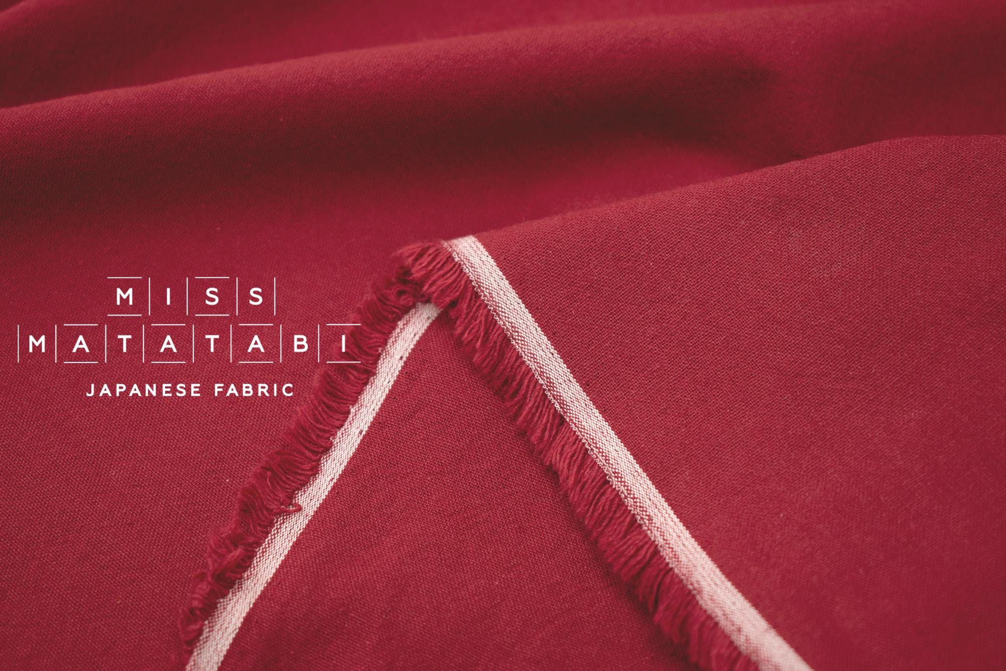 DEADSTOCK Japanese Fabric Yarn Dyed Kameda Tsumugi - red - 50cm