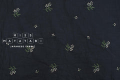 Japanese Fabric Embroidered Cotton - A3 dark navy - 50cm