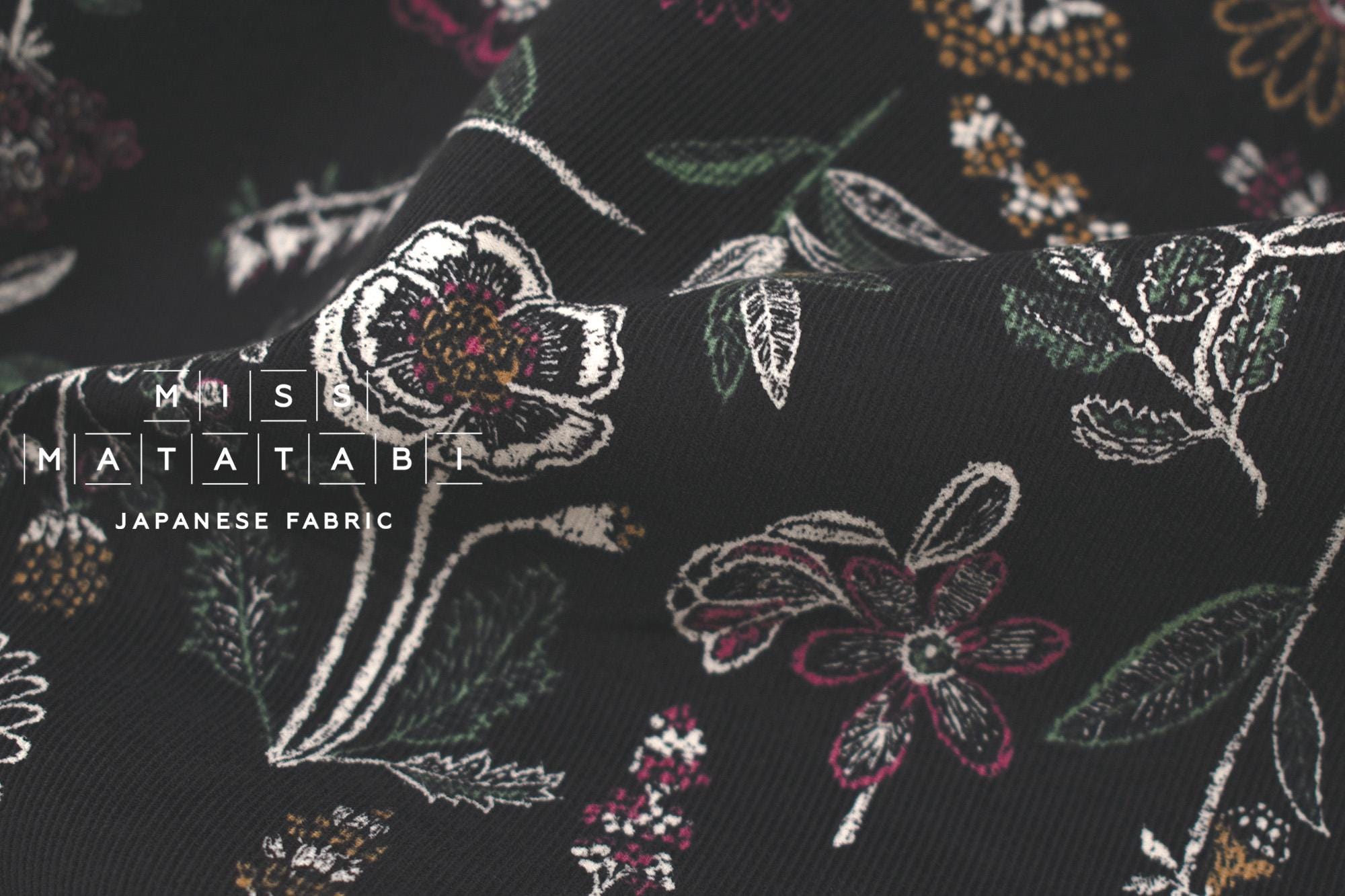 Japanese Fabric Corduroy Madoka - E black - 50cm