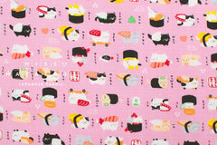 Japanese Fabric Neko Sushi - pink - 50cm