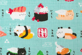 Japanese Fabric Neko Sushi - mint - 50cm
