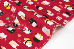 Japanese Fabric Neko Sushi - red - 50cm