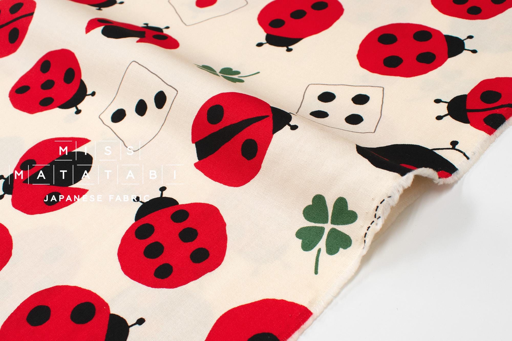 Japanese Fabric Good Luck Symbols - cream - 50cm