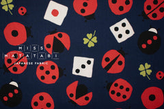 Japanese Fabric Good Luck Symbols - navy blue - 50cm