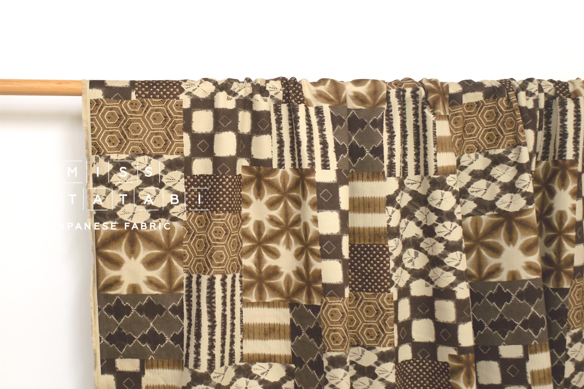Japanese Fabric Shibori Style Patch - brown - 50cm