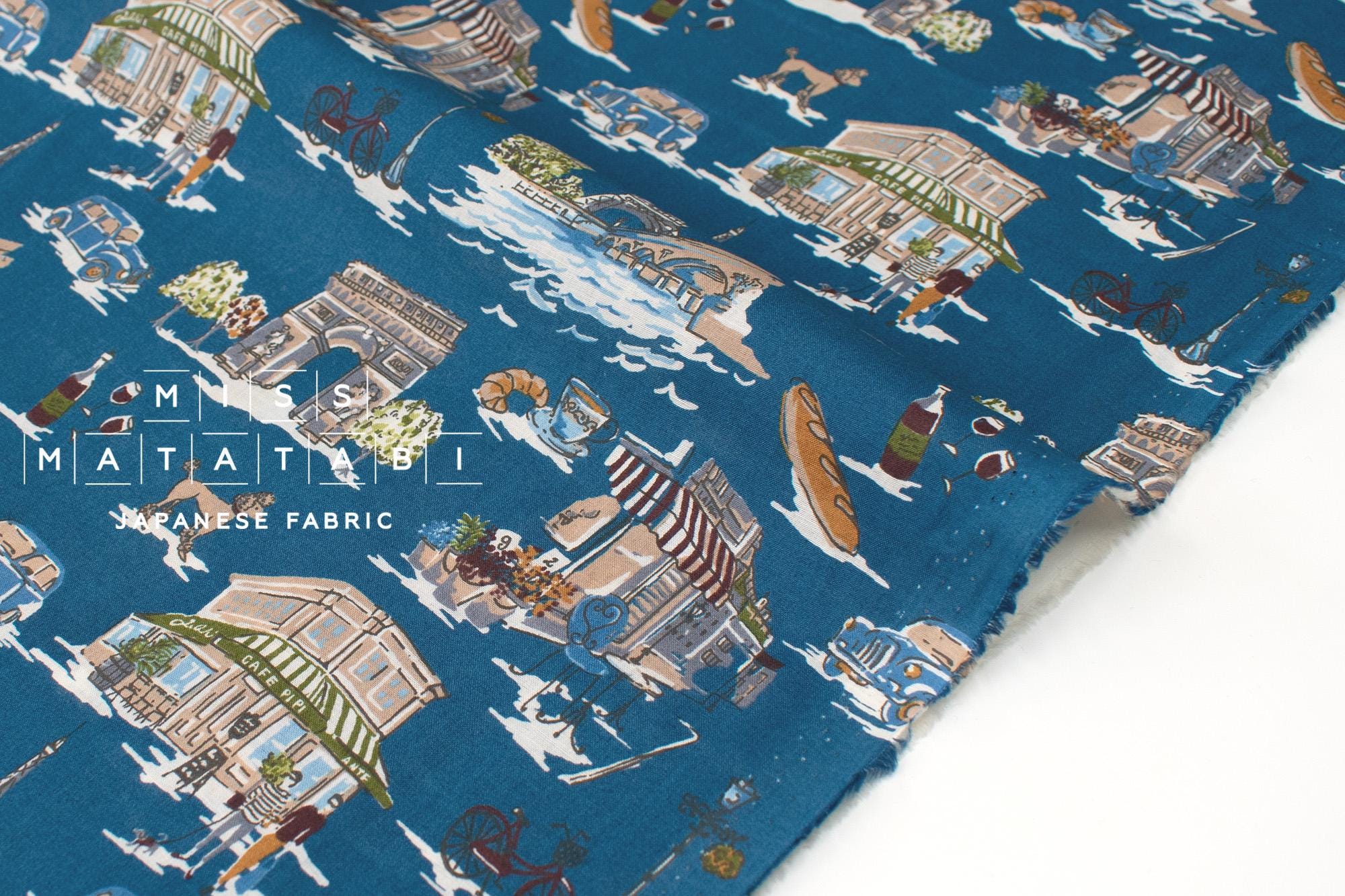 Japanese Fabric Paris City - blue - 50cm