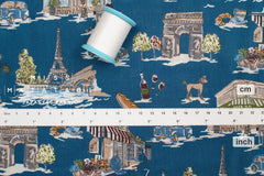 Japanese Fabric Paris City - blue - 50cm