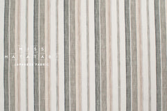 DEADSTOCK Japanese Fabric 100% Linen Stripes - grey, cream, beige - 50cm