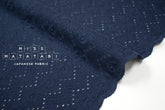 DEADSTOCK Japanese Fabric Embroidered Cotton Double Gauze - navy blue - 50cm