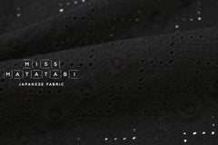 DEADSTOCK Japanese Fabric Embroidered Cotton Double Gauze - black - 50cm
