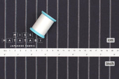 DEADSTOCK Japanese Fabric Linen Blend Yarn Dyed Stripe - dark indigo blue - 50cm