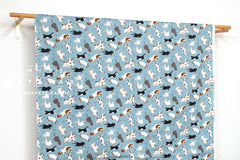 Japanese Fabric Oyako Cats - light blue - 50cm