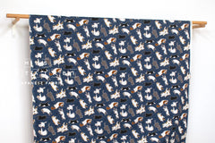 Japanese Fabric Oyako Cats - blue - 50cm