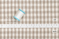 DEADSTOCK Japanese Fabric Yarn-dyed 100% Linen Small Check with Red Selvedge - 50cm