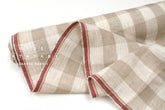 DEADSTOCK Japanese Fabric Yarn-dyed 100% Linen Large Check with Red Selvedge - 50cm