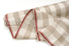 DEADSTOCK Japanese Fabric Yarn-dyed 100% Linen Large Check with Red Selvedge - 50cm