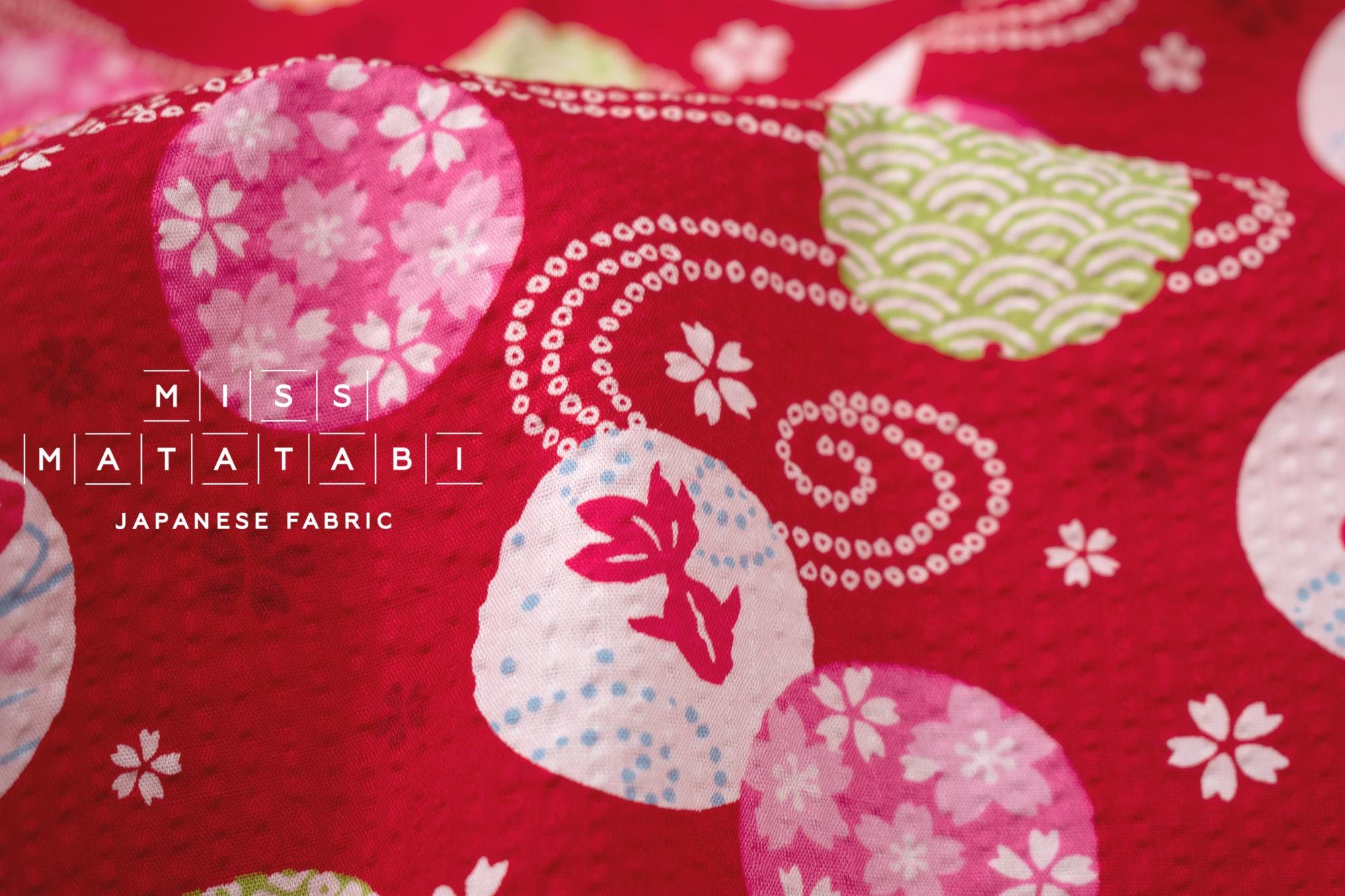 Japanese Fabric Natsu Matsuri Ripple - red - 50cm