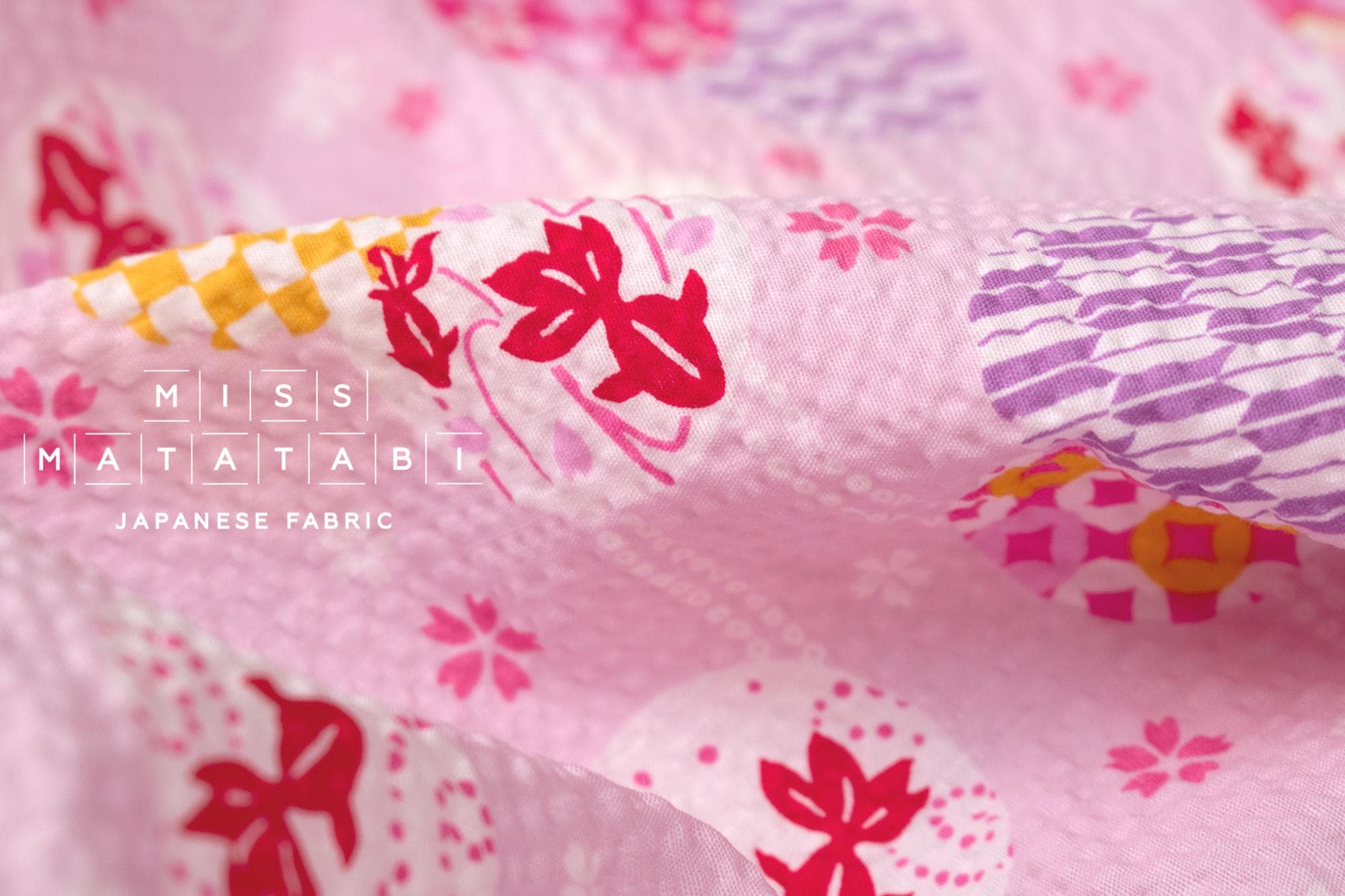 Japanese Fabric Natsu Matsuri Ripple - pink - 50cm