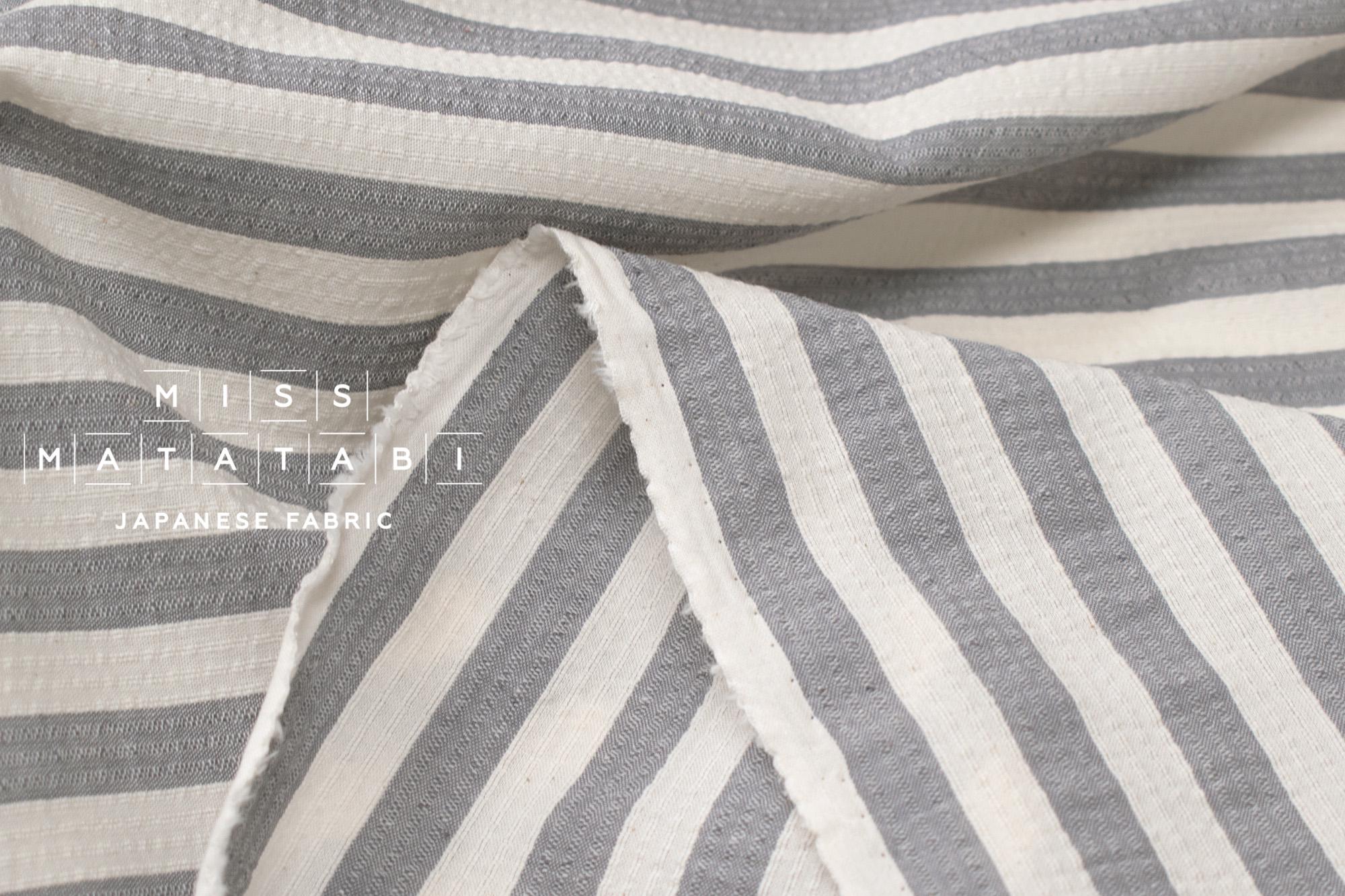 Japanese Fabric Yarn Dyed Shijira Seersucker - grey - 50cm