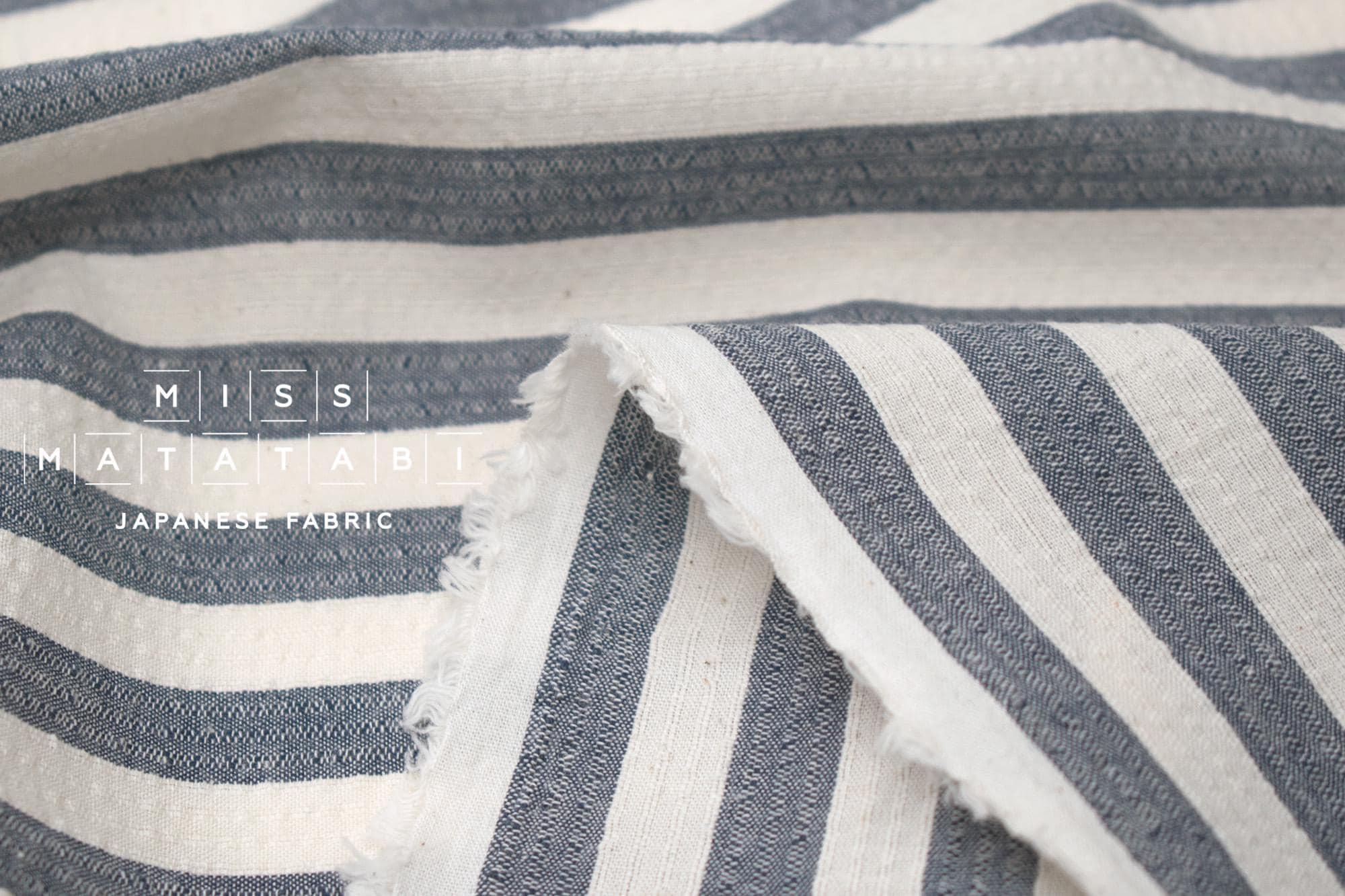 Japanese Fabric Yarn Dyed Shijira Seersucker - navy blue - 50cm