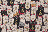 Japanese Fabric Gotokuji Temple Maneko Neko Cats - dark grape - 50cm