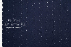 DEADSTOCK Japanese Fabric Embroidered Cotton Double Gauze II - navy blue - 50cm