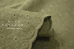 DEADSTOCK Japanese Fabric Embroidered Cotton Double Gauze II - green - 50cm