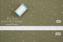 DEADSTOCK Japanese Fabric Embroidered Cotton Double Gauze II - green - 50cm