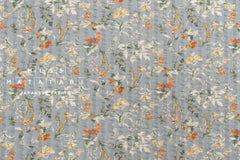 Japanese Fabric Cotton Linen Ripple Nature - orange, grey blue - 50cm