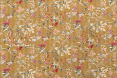 Japanese Fabric Cotton Linen Ripple Nature - pink, orange, mustard - 50cm