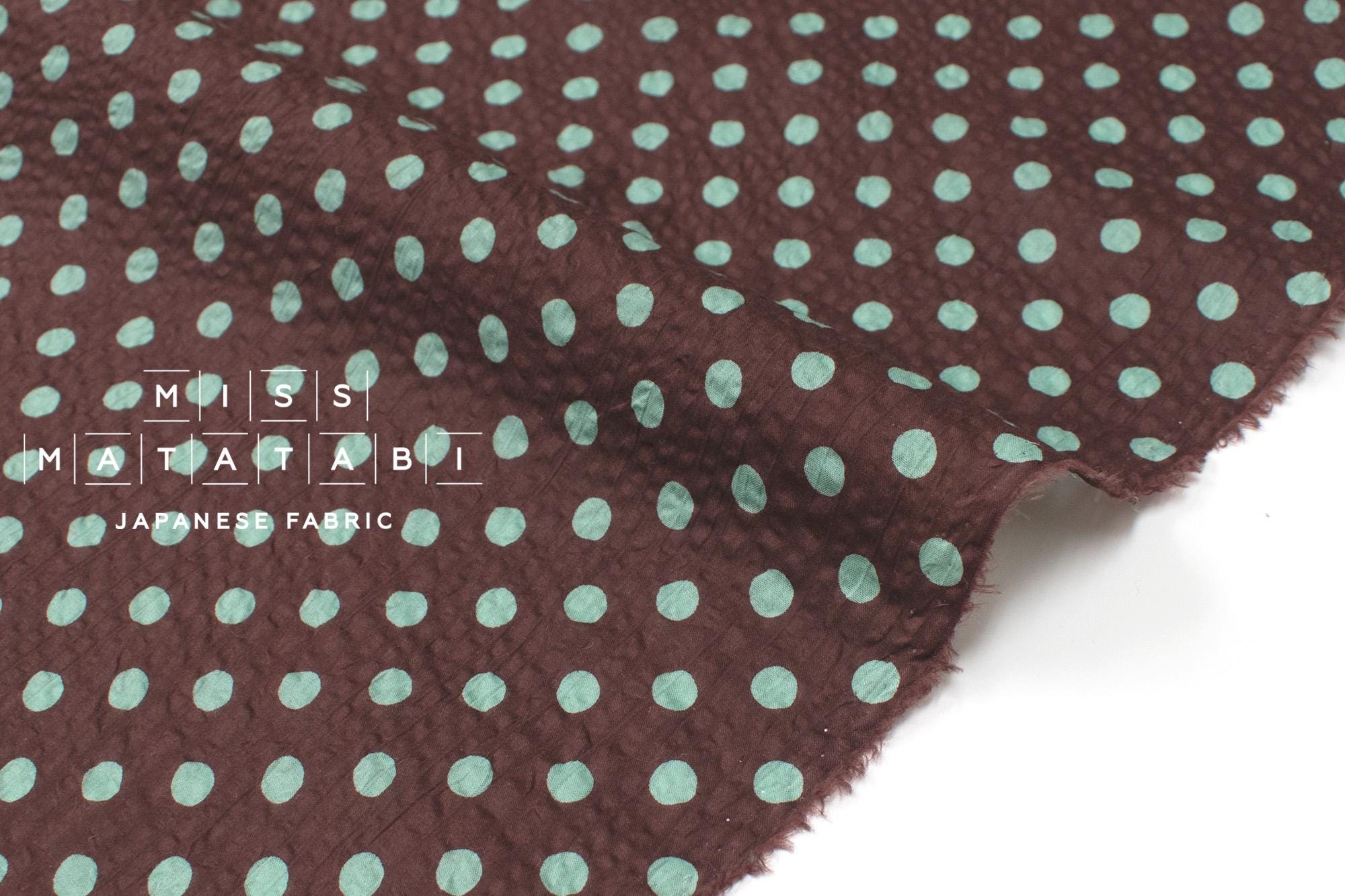 DEADSTOCK Japanese Fabric Dotty Ripple - chocolate mint - 50cm