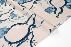 DEADSTOCK Japanese Fabric Hyotan - greige, blue - 50cm