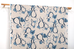 DEADSTOCK Japanese Fabric Hyotan - greige, blue - 50cm