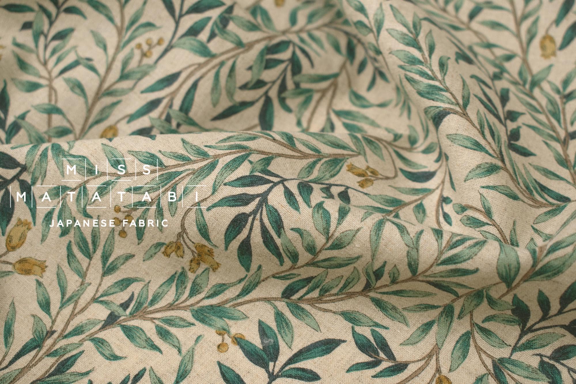 Japanese Fabric Olivia Linen Blend - green - 50cm