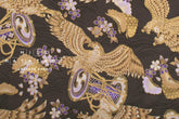 Japanese Fabric Hawk and Sakura - charcoal, metallic gold - 50cm