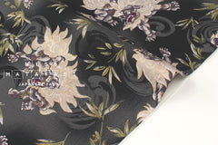 Japanese Fabric Komainu - grey, metallic gold - 50cm