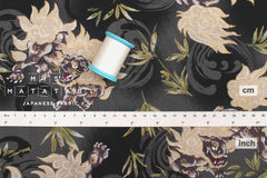 Japanese Fabric Komainu - grey, metallic gold - 50cm