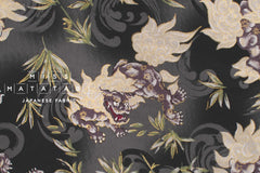Japanese Fabric Komainu - grey, metallic gold - 50cm