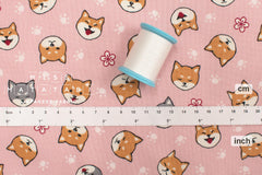 Japanese Fabric Little Shiba - cream - 50cm