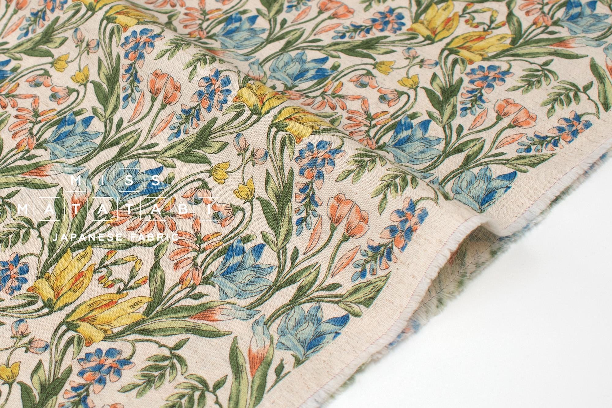 Japanese Fabric Helena - blue, orange, yellow - 50cm